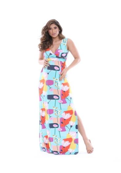 vestido longo estampado para gestante