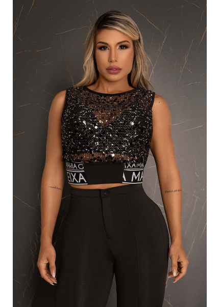blusa com transparência preta
